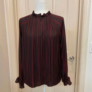 NWOT Ann Taylor black/red/maroon print long-sleeve top Size Medium